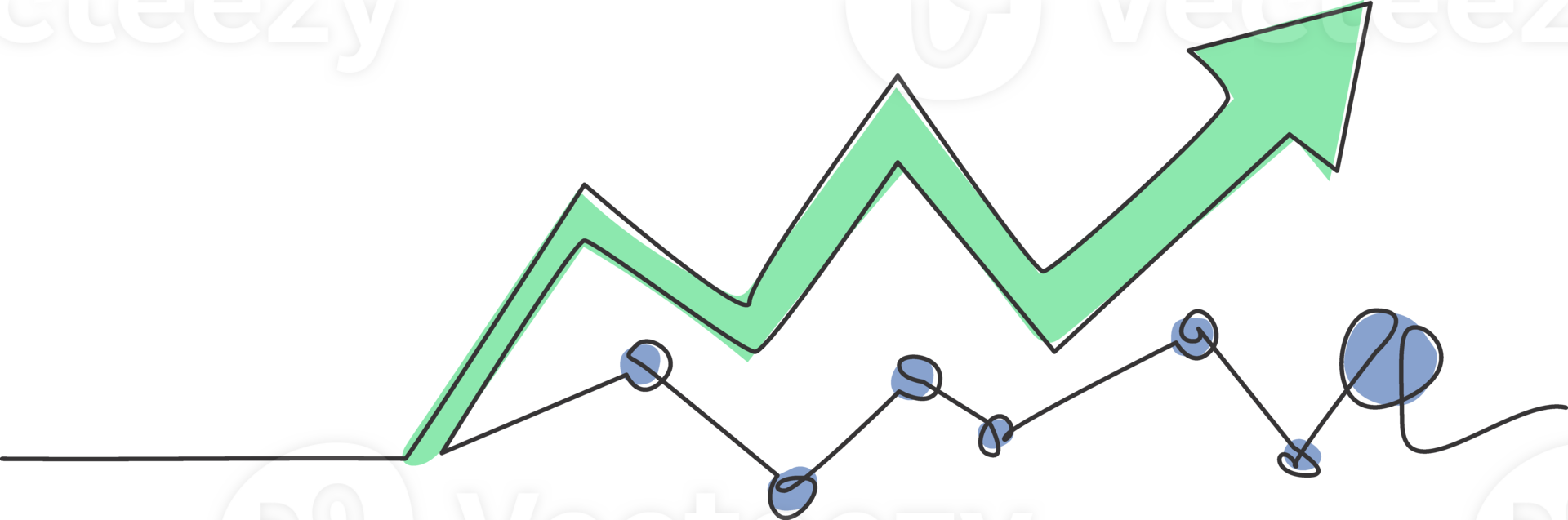 Single one line drawing of increasing profit business graph data. Business financial market growth minimal concept. Modern continuous line draw design graphic illustration png