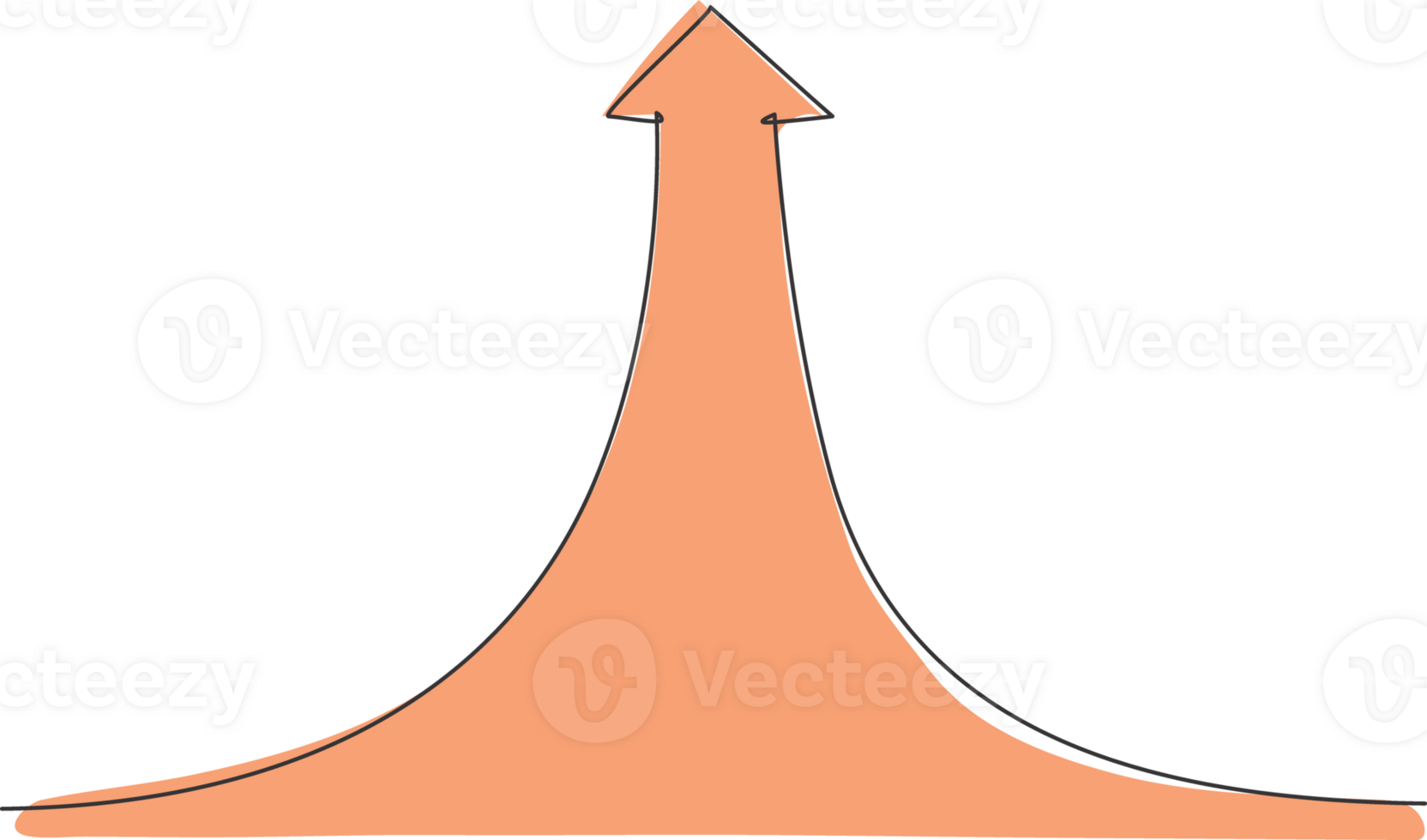 Single continuous line drawing of success rising up arrow sign logo. Increase business finance graph performance. Minimalism concept dynamic one line draw graphic design illustration png