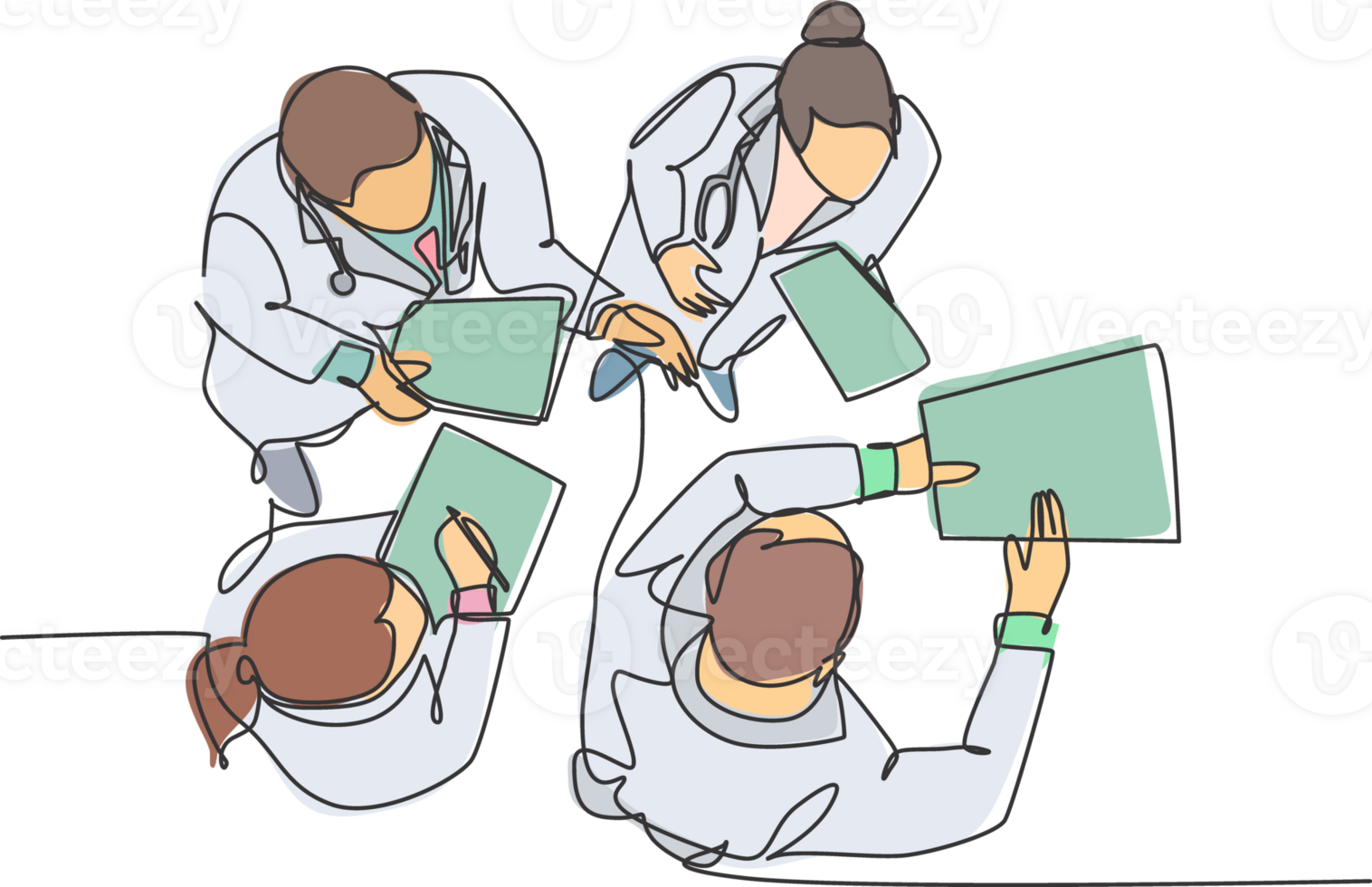 Single kontinuierlich Linie Zeichnung von Senior männlich Arzt geben Erläuterung zu Arzt Assistent Über Krankenhaus Verfahren. medizinisch Gesundheitswesen Bedienung Konzept. einer Linie zeichnen Design Illustration png