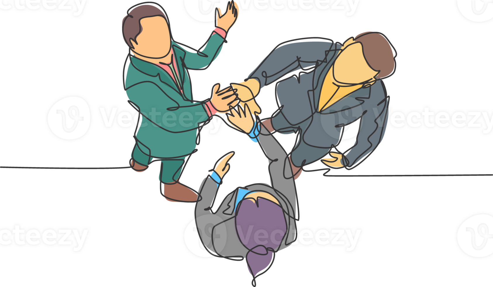 Single line drawing of father and son playing football together on outdoor field and giving high five gesture. Parenting concept continuous line draw design graphic illustration png