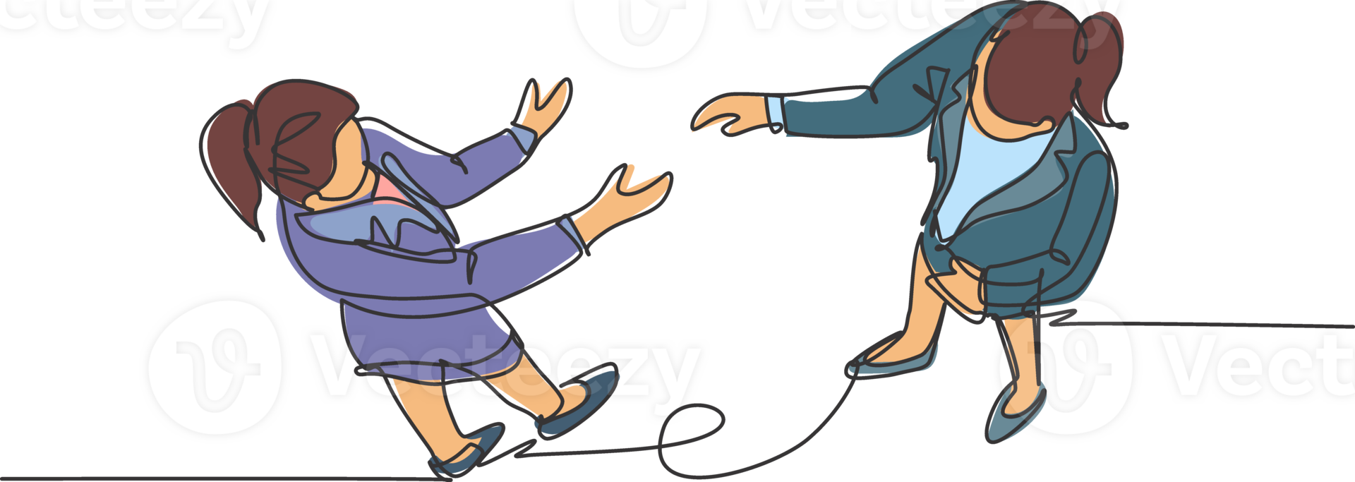 Single line drawing of businessmen handshaking his business partner. Great teamwork. Business deal concept with modern continuous line draw style graphic illustration png