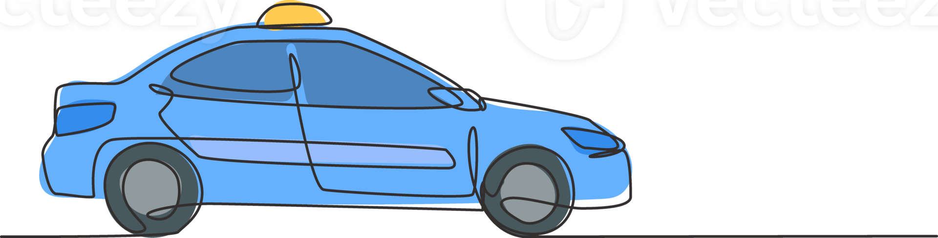 Single one line drawing of the newest modern taxi car uses a meter, GPS, and can be ordered online. Technological advances in transportation. Continuous line draw design graphic illustration. png