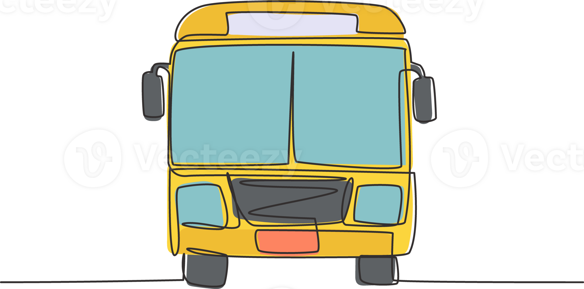 continu un ligne dessin de face vue de autobus cette est arrêté à le autobus Arrêtez attendre pour les passagers à avoir sur et désactivé, puis continuer leur voyage. Célibataire ligne dessiner conception graphique illustration png