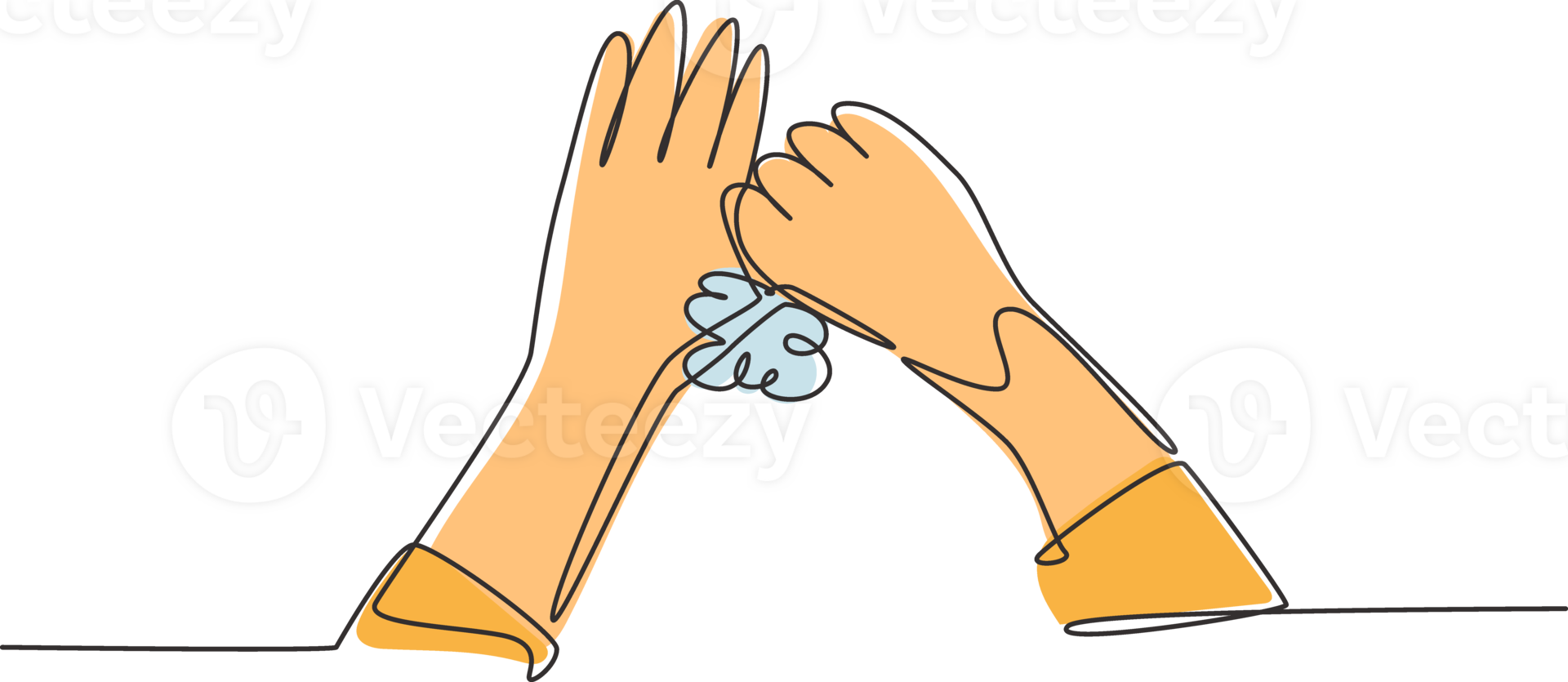 Single continuous line drawing twelve steps hand washing by rubbing the thumbs with soap and water flow until clean. Fingers become clean and hygienic. One line draw graphic design illustration png