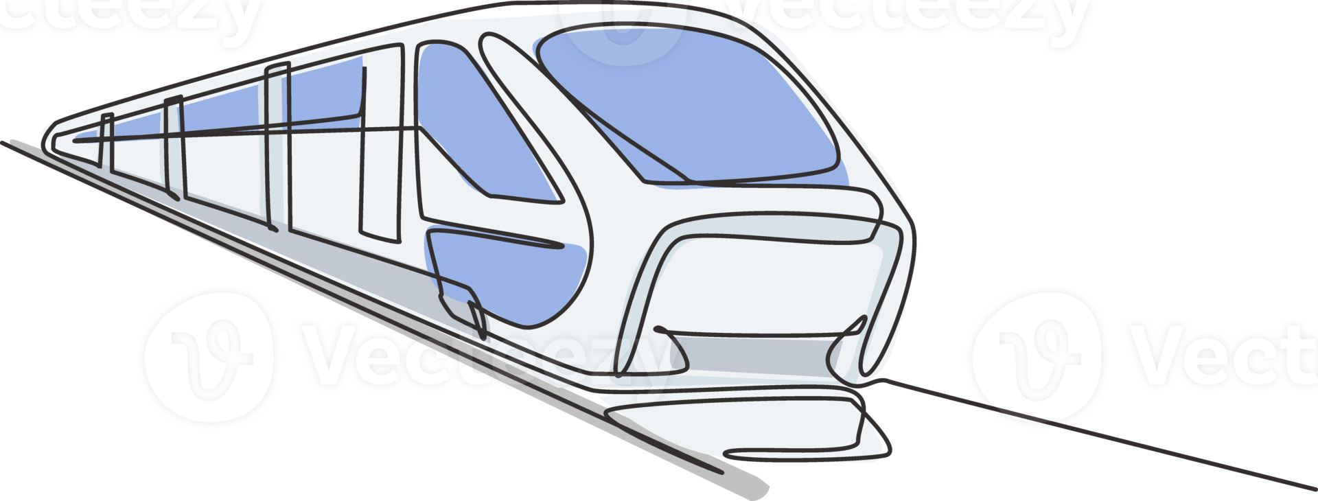 Single one line drawing of train seen from the front prepares to carry passengers quickly, safely and comfortably to their destination. Modern continuous line draw design graphic illustration. png