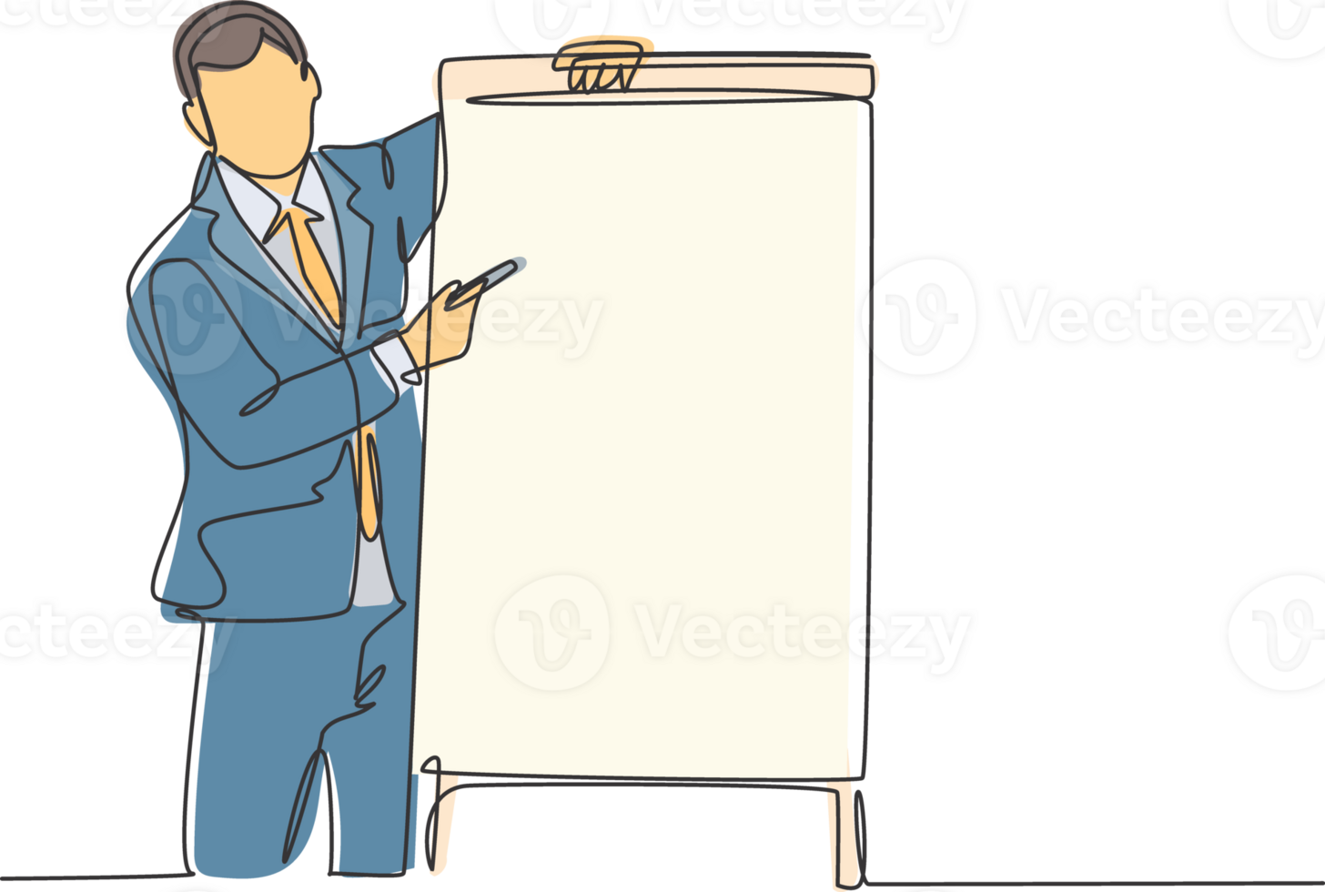 Single continuous line drawing of young business coach teaching strategy to increase sales product to sales team. Business coaching concept. Trendy one line draw design graphic illustration png