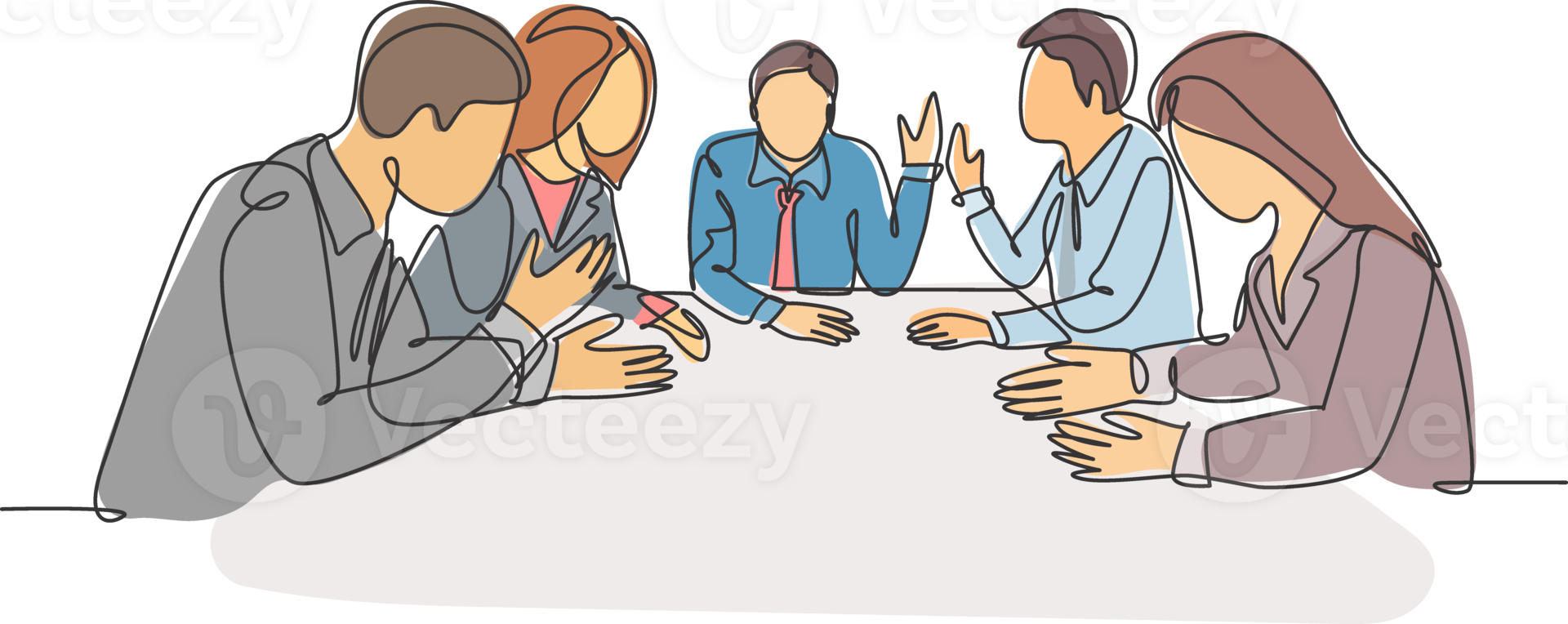 One continuous line drawing of young male and female sales managers meeting to discuss company goal target at the office. Sales marketing strategy concept. Single line draw design illustration png