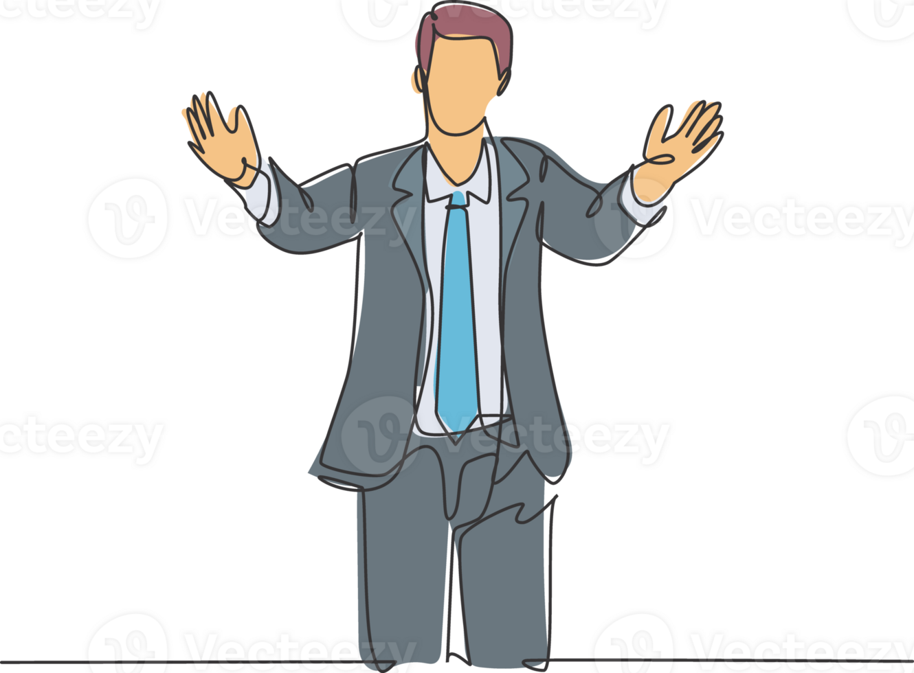 Single continuous line drawing of happy young male worker give supporting hug gesture to his office friend. Welcoming friend support concept. Modern one line draw graphic design illustration png