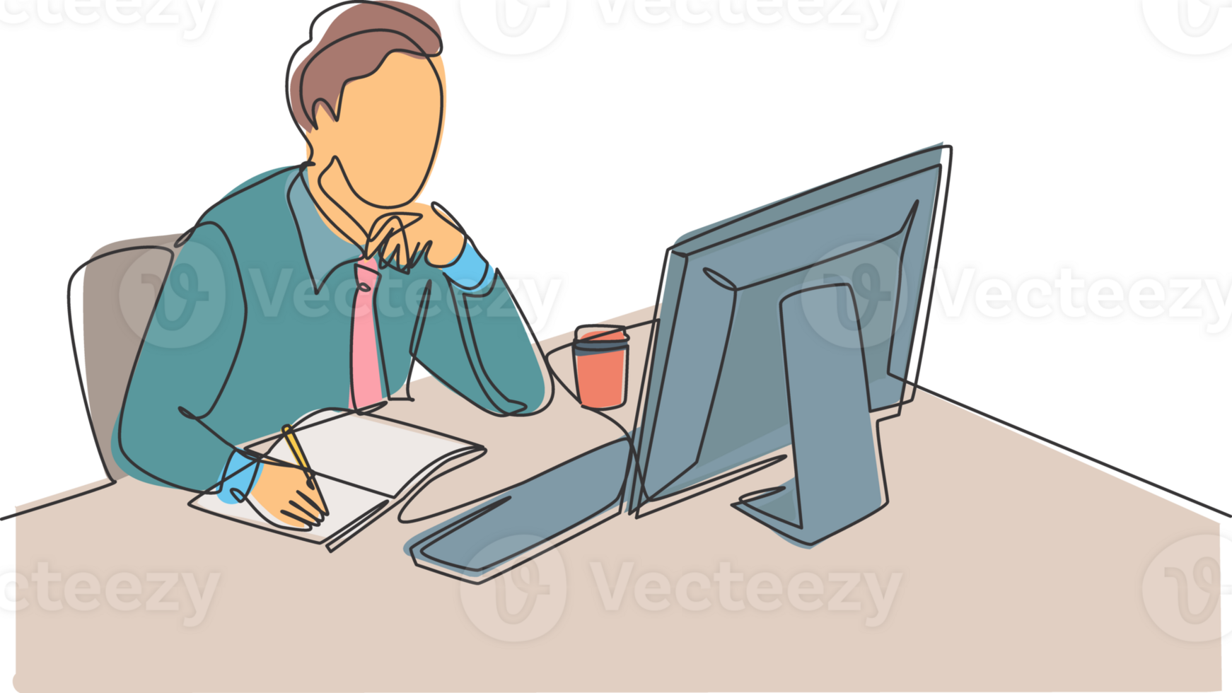 One single line drawing of three young male employee standing together and hugging each other while meeting at the office. Business friendship concept continuous line draw design illustration png
