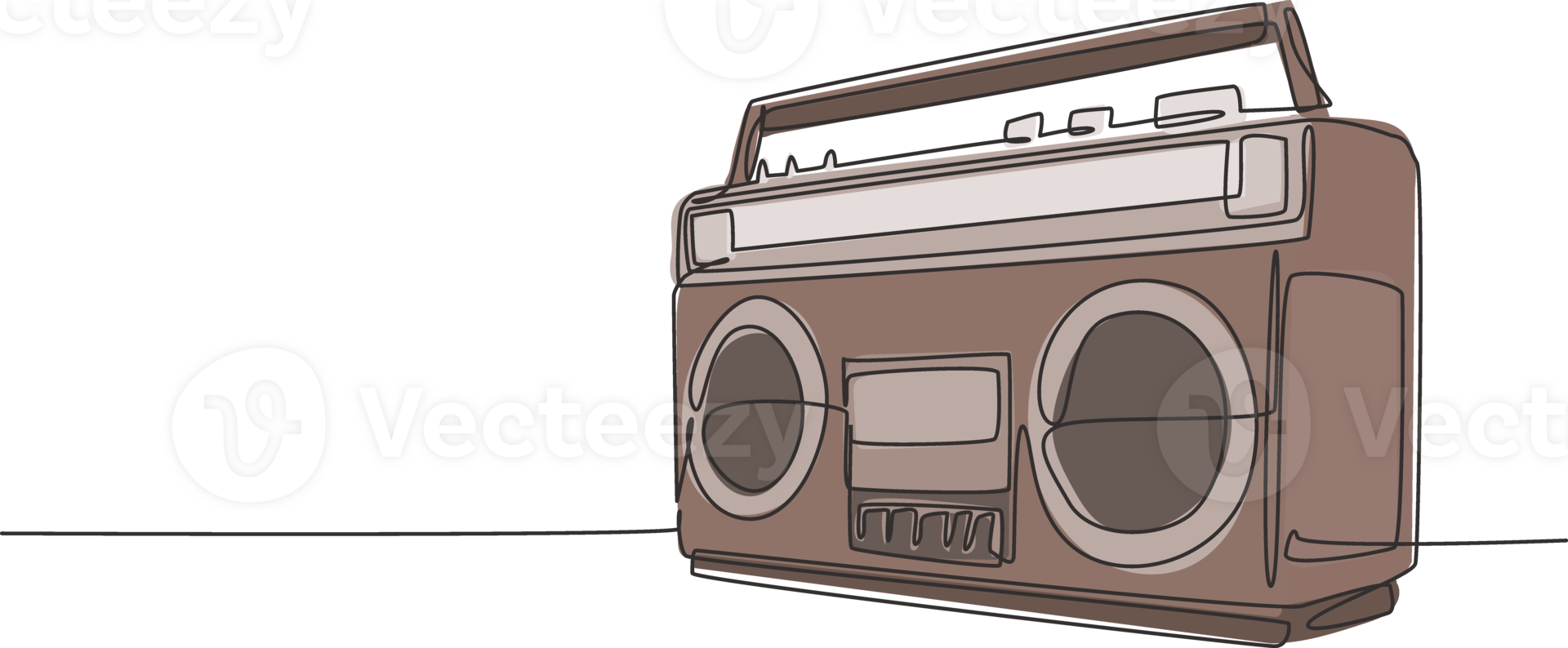 einer kontinuierlich Linie Zeichnung von retro alt gestaltet analog Radio Band. klassisch Jahrgang Audio- Technologie Konzept. Musik- Spieler Single Linie zeichnen Design Illustration Grafik png