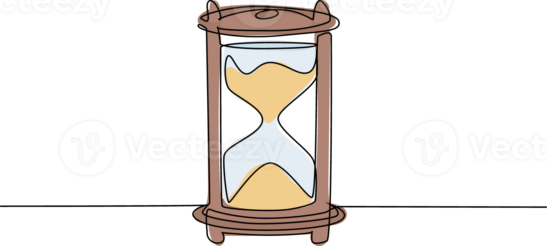 One continuous line drawing of old classic hourglass to tell the time