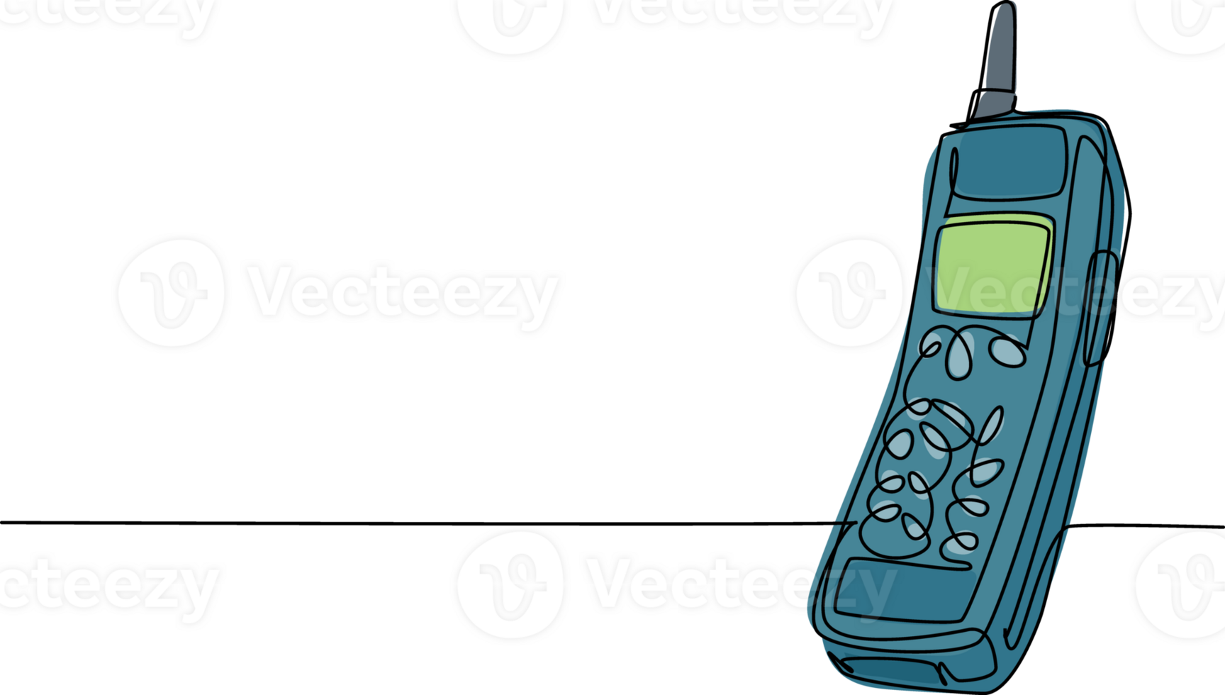 One continuous line drawing of retro classic cellular phone. Old vintage mobile phone to communicate concept single line draw design graphic illustration png