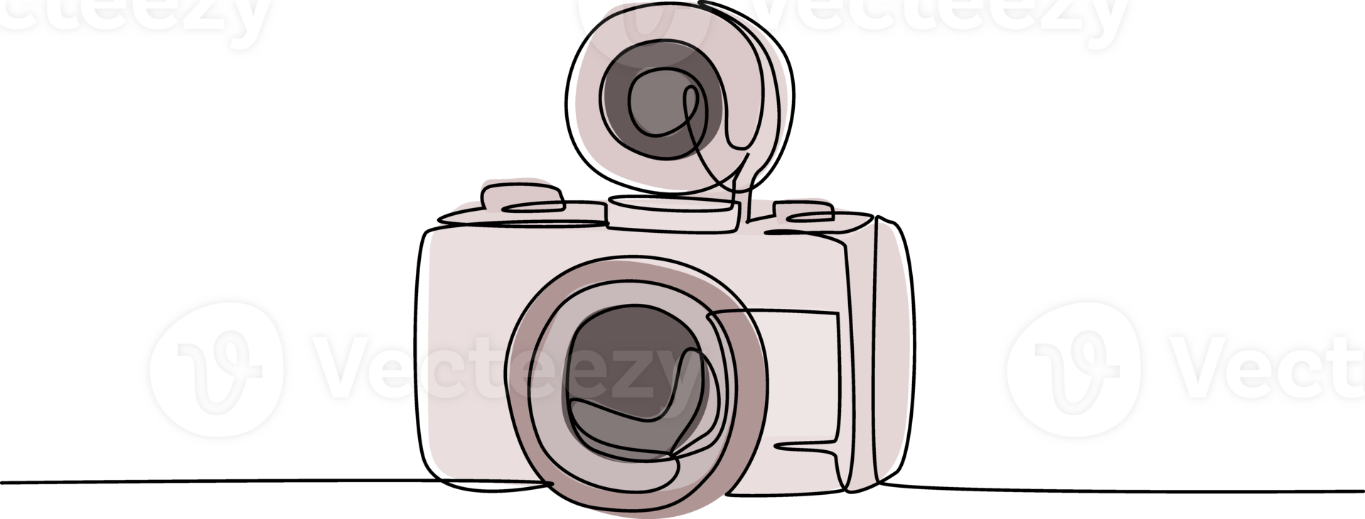 One single line drawing of old retro lomo plastic photo camera. Vintage classic lomography equipment concept. Continuous line draw graphic design illustration png