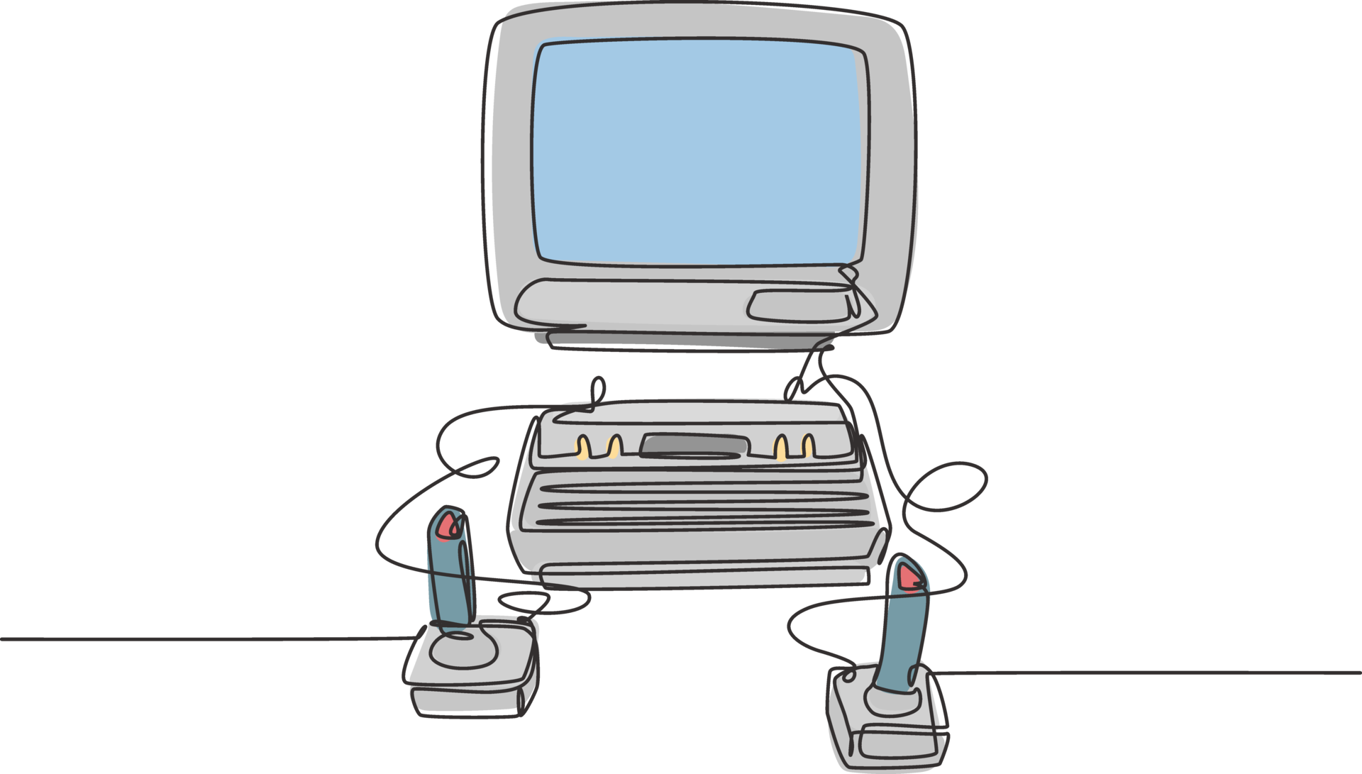 One Single Line Drawing Set Of Retro Old Classic Arcade Video Game one-single-line-drawing-set-of-retro-old-classic-arcade-video-game