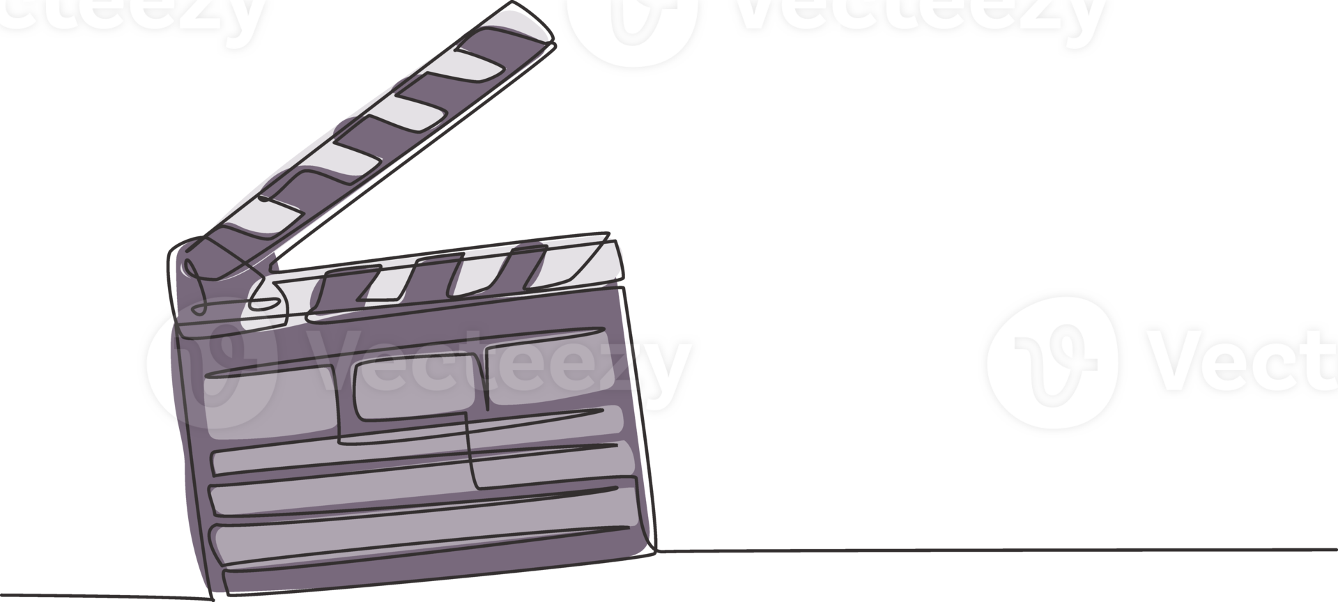 One single line drawing of retro old classic movie board clapper. Vintage film scene taker item concept continuous line draw design graphic illustration png