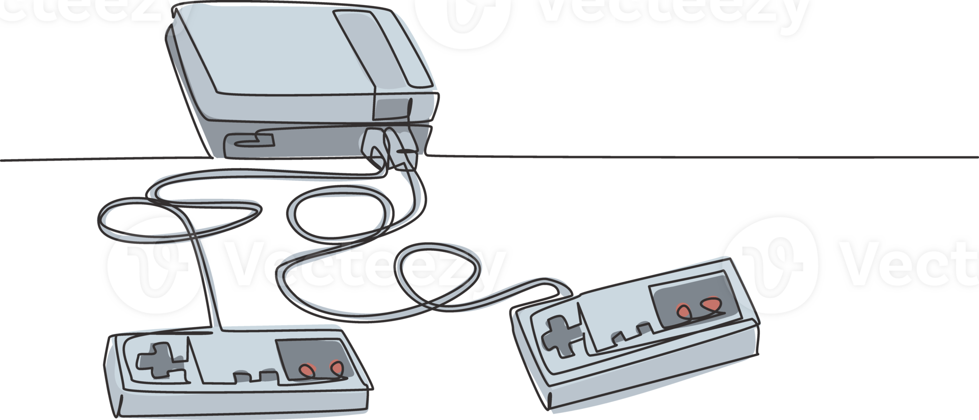 One continuous line drawing of retro old classic console video game player. Vintage arcade game item concept single line draw design illustration png