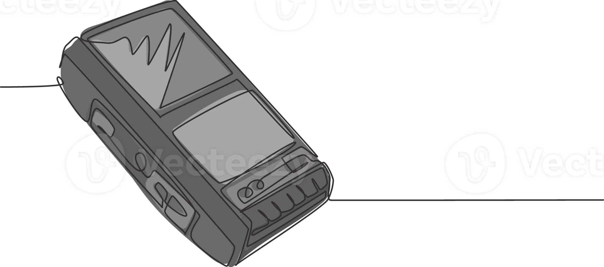 One continuous line drawing of retro old classic analog portable cassette tape recorder. Vintage mobile voice recorder item concept single line draw design graphic illustration png