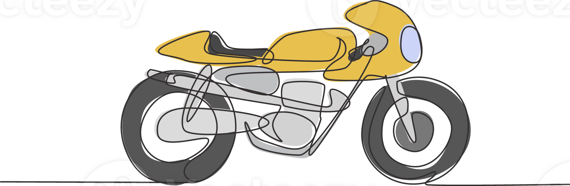 One single line drawing of old retro vintage motorcycle. Vintage motorbike transportation concept continuous line draw design graphic illustration png