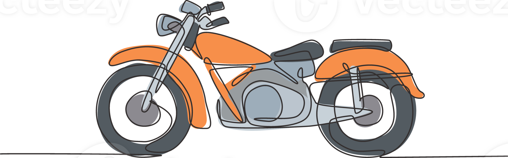 Single kontinuierlich Linie Zeichnung von alt klassisch Jahrgang Motorrad Symbol. retro Motorrad Transport Konzept einer Linie Grafik zeichnen Design Illustration png