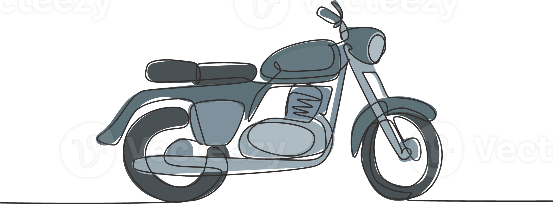 Single kontinuierlich Linie Zeichnung von alt klassisch Jahrgang Motorrad Symbol. retro Motorrad Transport Konzept einer Linie zeichnen Design Grafik Illustration png