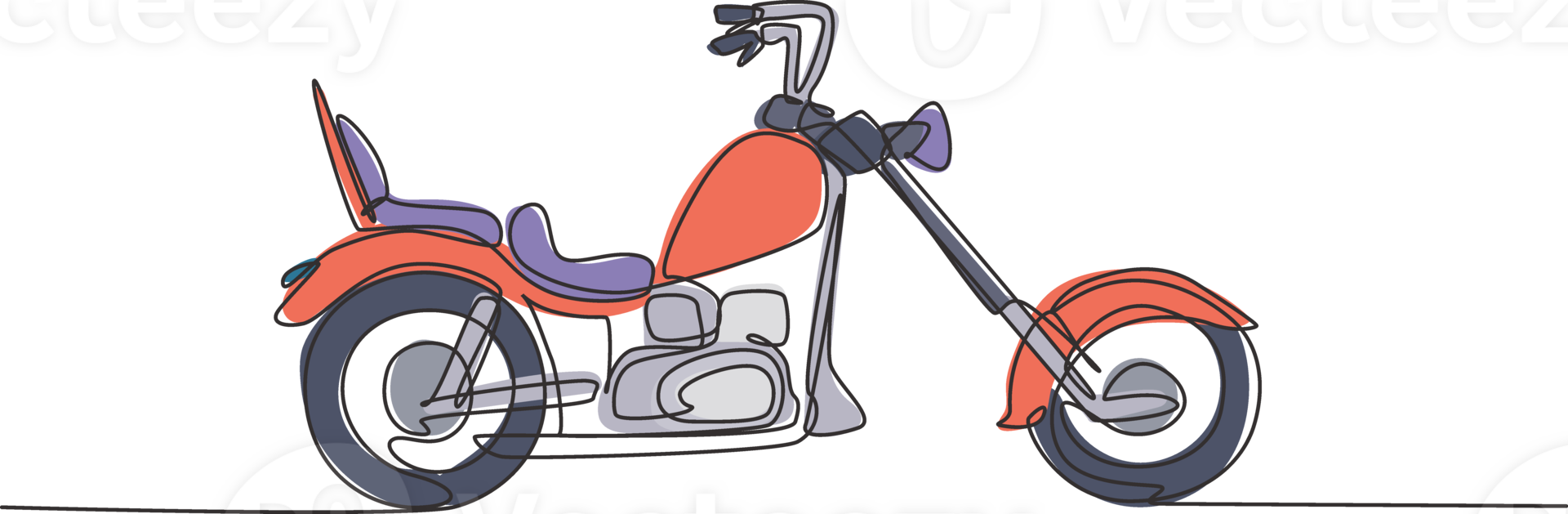 einer Single Linie Zeichnung von alt retro Jahrgang Hubschrauber Motorrad. Jahrgang Motorrad Transport Konzept kontinuierlich Linie Grafik zeichnen Design Illustration png