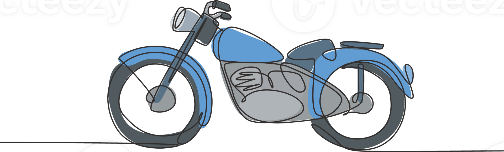 einer Single Linie Zeichnung von alt retro Jahrgang Motorrad. Jahrgang Motorrad Transport Konzept kontinuierlich Linie zeichnen Design Grafik Illustration png