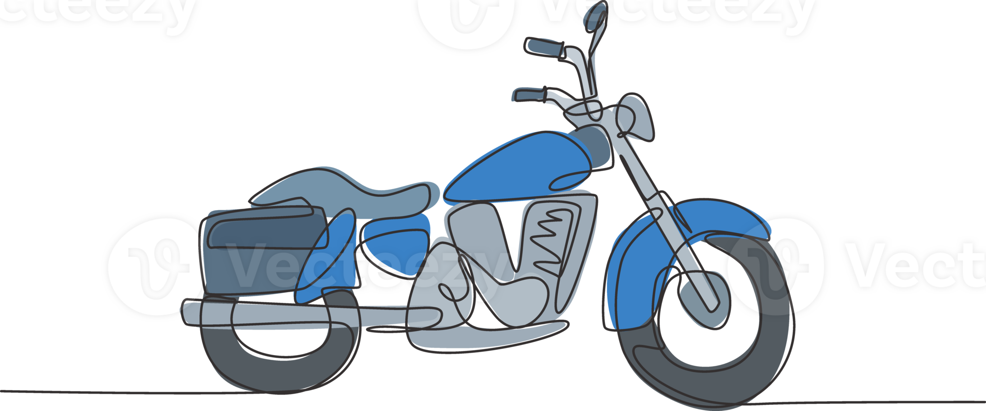 singolo continuo linea disegno di vecchio classico Vintage ▾ motociclo simbolo. retrò motocicletta mezzi di trasporto concetto uno linea disegnare design grafico illustrazione png