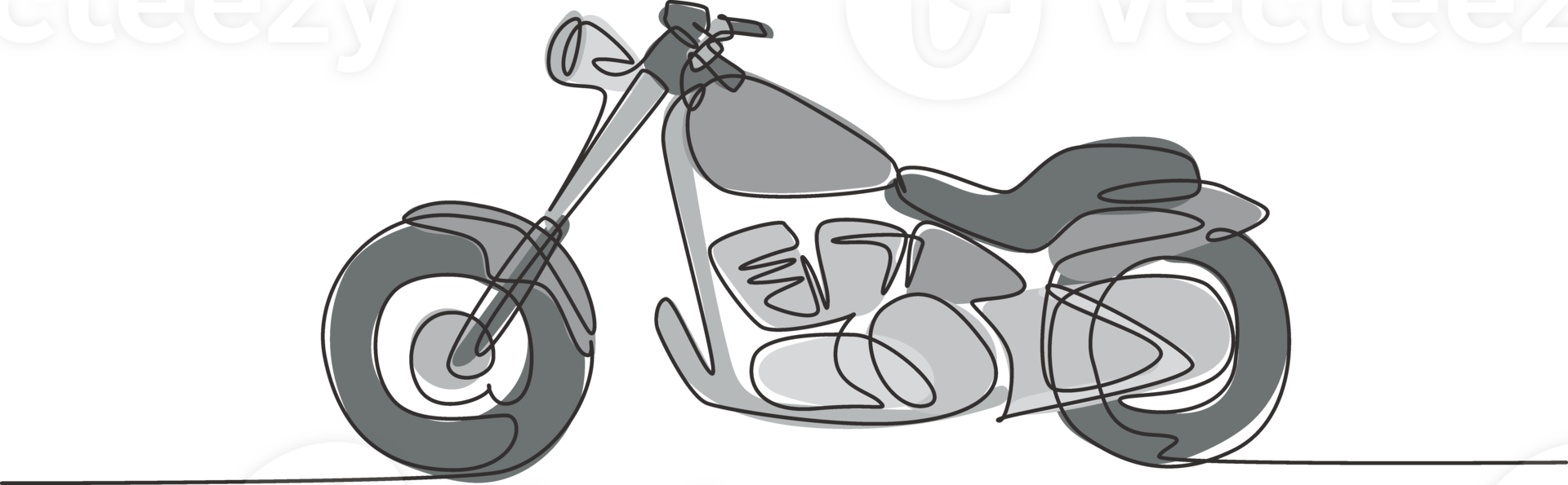 Single continuous line drawing of old classic vintage motorcycle symbol. Retro motorbike transportation concept one line graphic draw design illustration png
