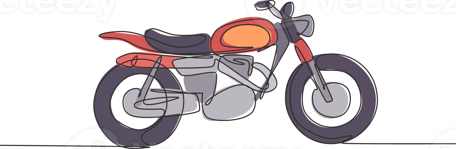 One continuous line drawing of retro old vintage motorcycle icon. Classic motorbike transportation concept single line graphic draw design illustration png