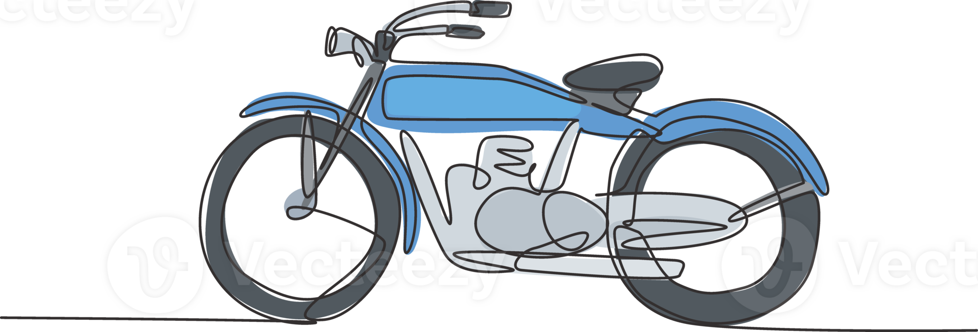 One single line drawing of old retro vintage motorcycle. Vintage motorbike transportation concept continuous line draw design graphic illustration png
