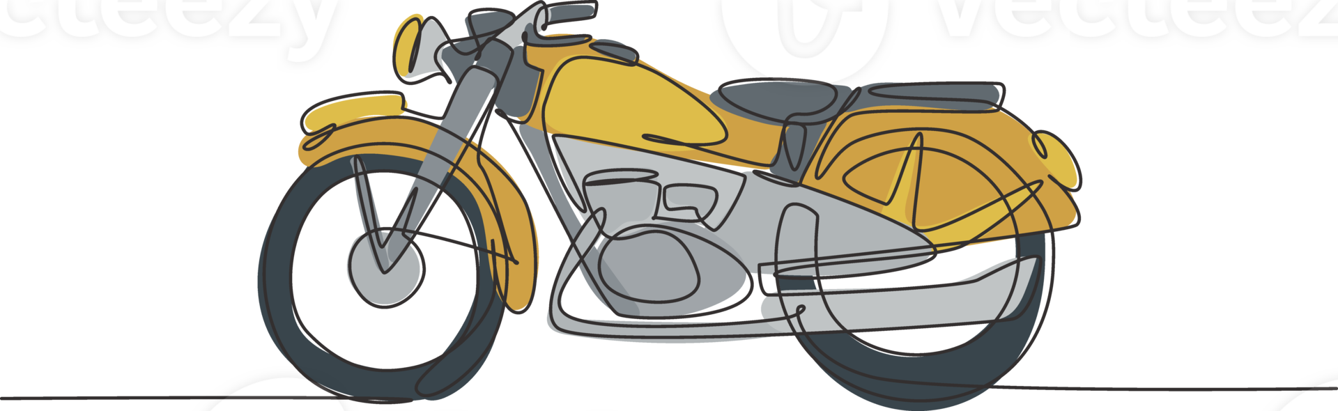 solteiro contínuo linha desenhando do velho clássico vintage motocicleta símbolo. retro moto transporte conceito 1 linha desenhar Projeto gráfico ilustração png