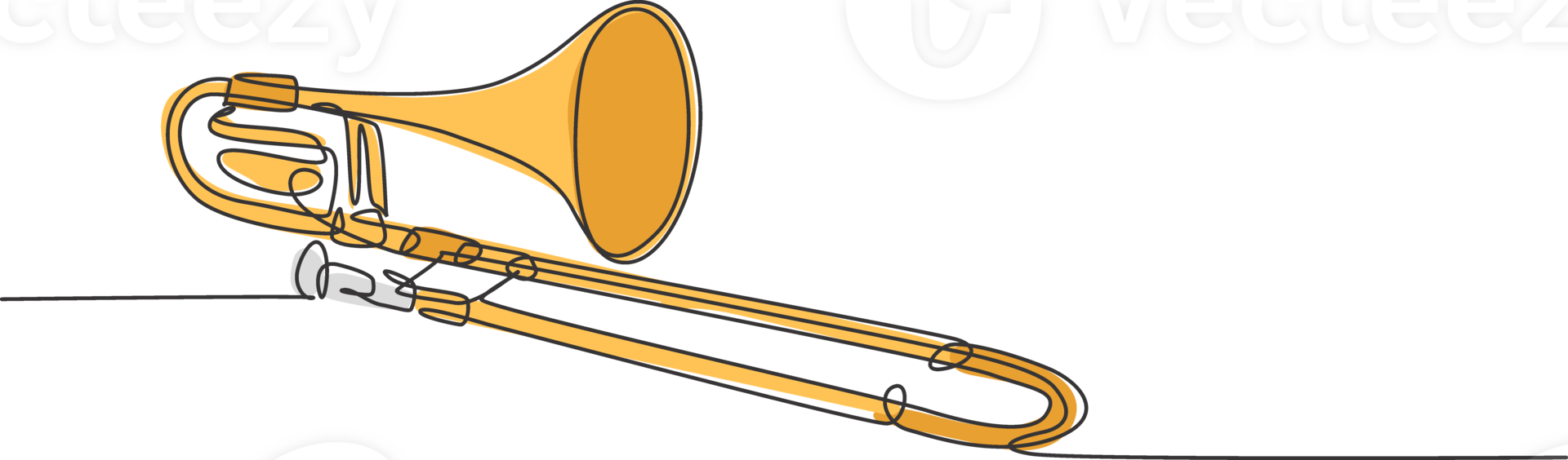 ett enda linje teckning av lyx bas trombon. vind musik instrument begrepp kontinuerlig linje dra grafisk design illustration png