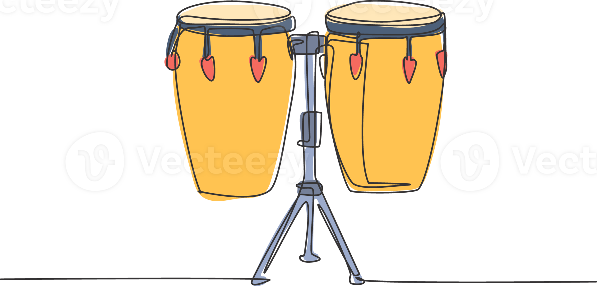 One continuous line drawing of traditional african ethnic drum, bongo. Percussion music instruments concept. Dynamic single line draw graphic design illustration png