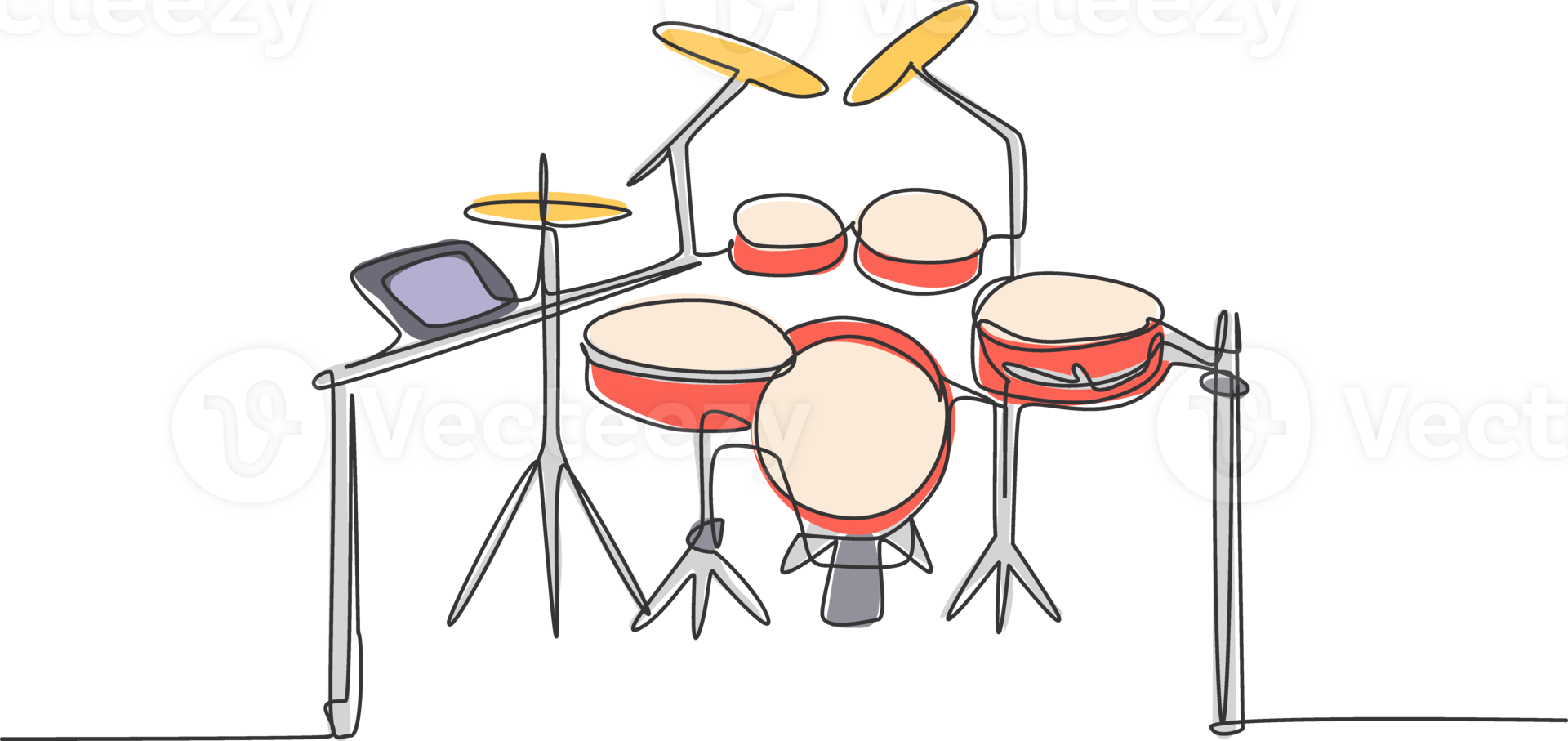 Continuous single line drawing of electronic drum band set. Modern