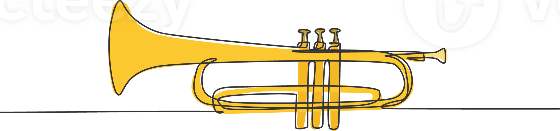 Single kontinuierlich Linie Zeichnung von klassisch Trompete. Wind Musik- Instrumente Konzept. modisch einer Linie zeichnen Design Grafik Illustration png
