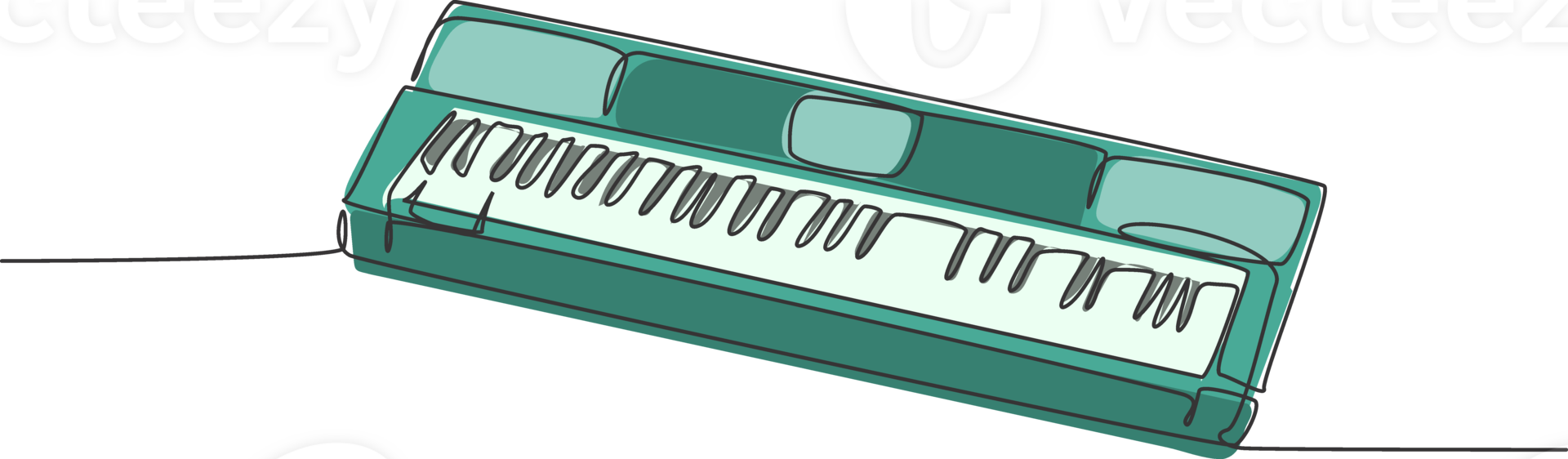 Single continuous line drawing of electric synthesizer. Music instruments concept. Trendy one line draw design graphic illustration png