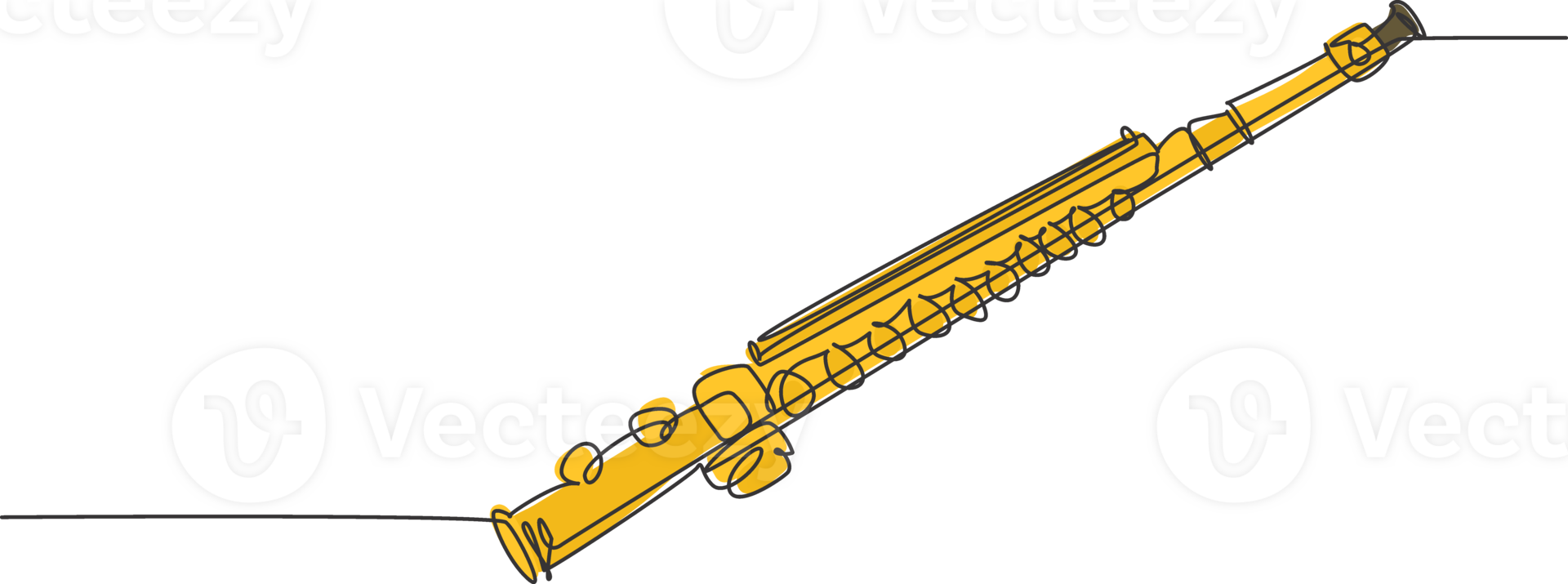 One continuous line drawing of classical flute. Wind music instruments concept. Modern single line draw design graphic illustration png