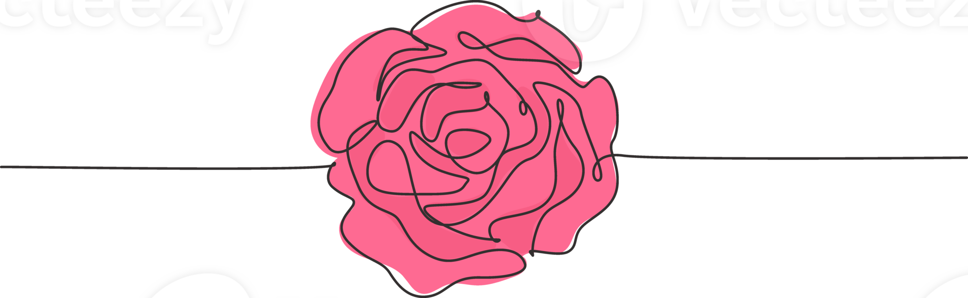 Single continuous line drawing of beautiful fresh romantic rose flower. Trendy greeting card, invitation, logo, banner, poster concept one line draw design graphic illustration png