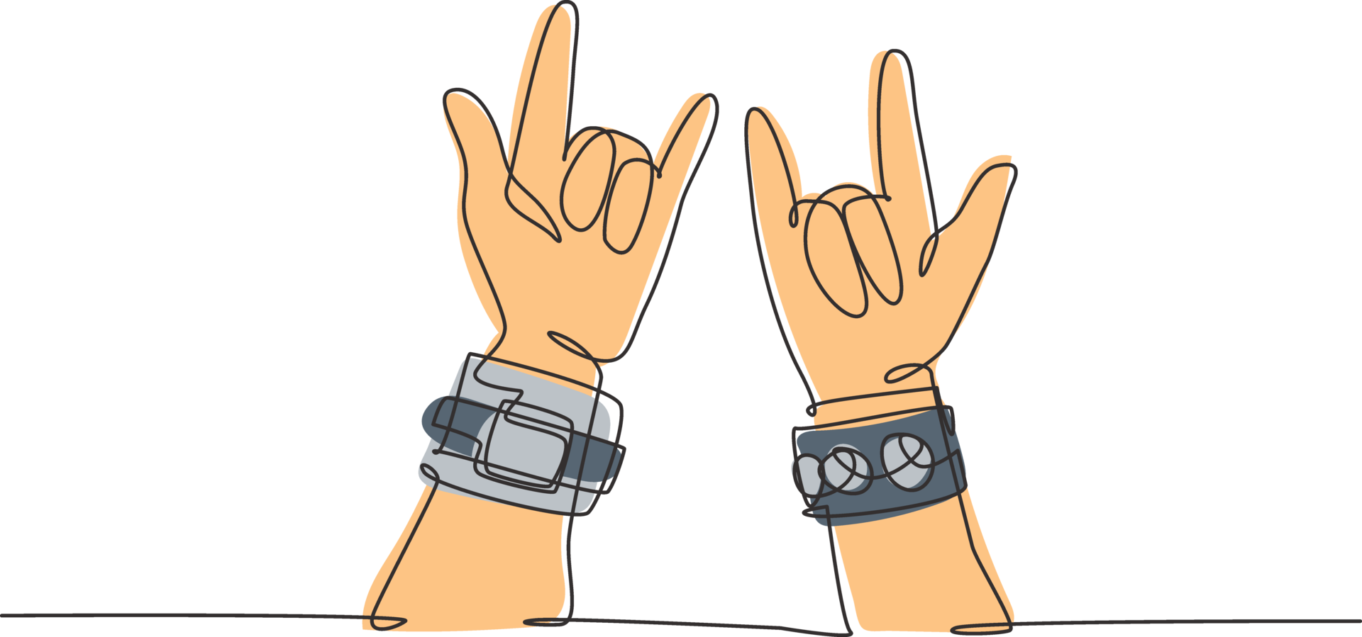 Single Continuous Line Drawing Of Rocker Showing Hand Gesture Of Rock single-continuous-line-drawing-of-rocker-showing-hand-gesture-of-rock