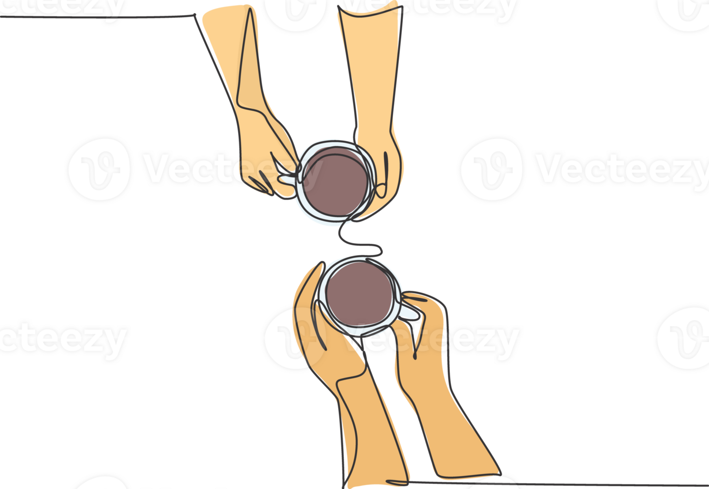 Single continuous line drawing of young male and female couple enjoying a cup of coffee at coffee shop. Romantic date concept one line draw design illustration png