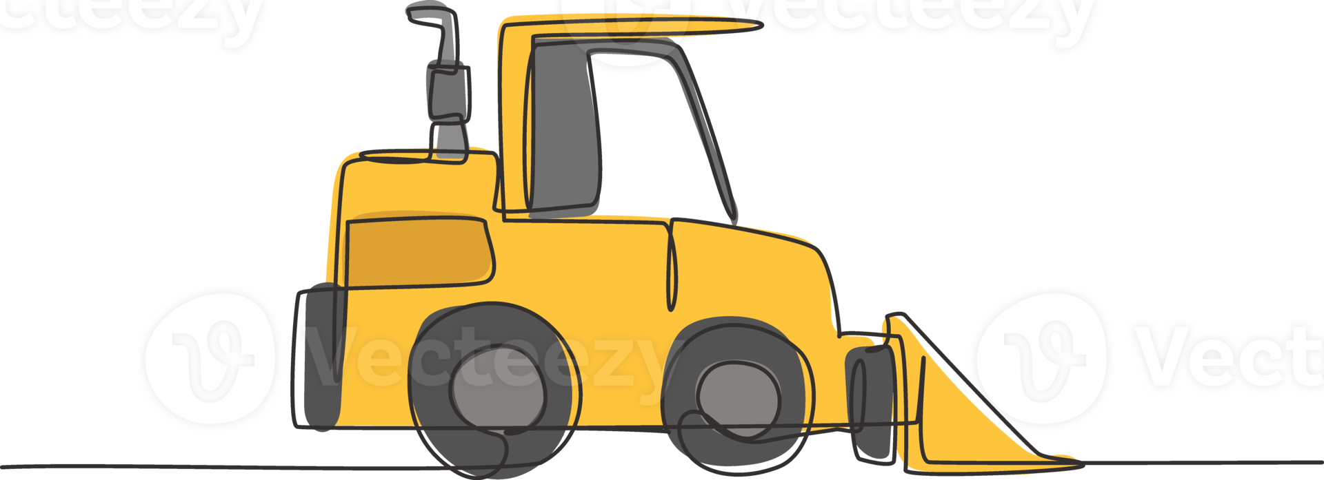 ett enda linje teckning av bulldozer för väg reparera, företag kommersiell fordon illustration. tung traktor maskiner fordon konstruktion begrepp. modern kontinuerlig linje dra design png