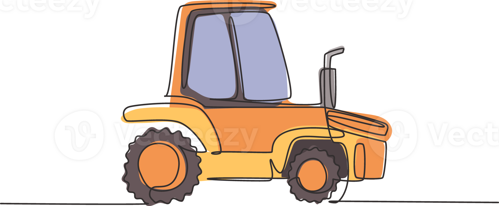 One single line drawing of harvester truck for harvest farming illustration. Business heavy tractor machines vehicles construction concept. Modern continuous line graphic draw design png