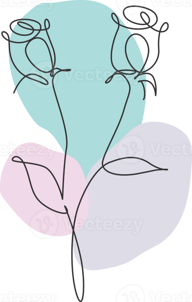 One continuous line drawing beautiful abstract rose flower. Minimal fresh beauty natural concept. Home wall decor, poster, tote bag, fabric print. Single line draw design graphic illustration png