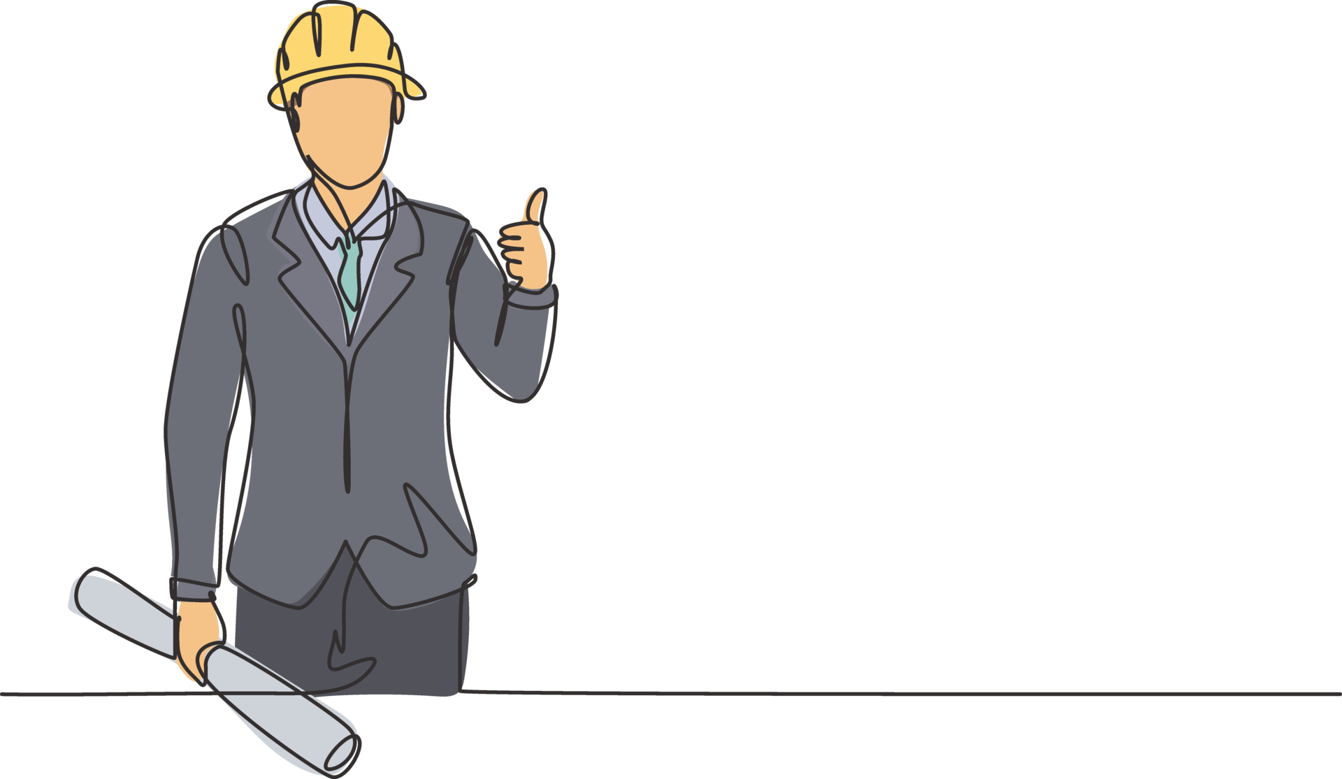 Continuous one line drawing the architect with a gesture of raising his