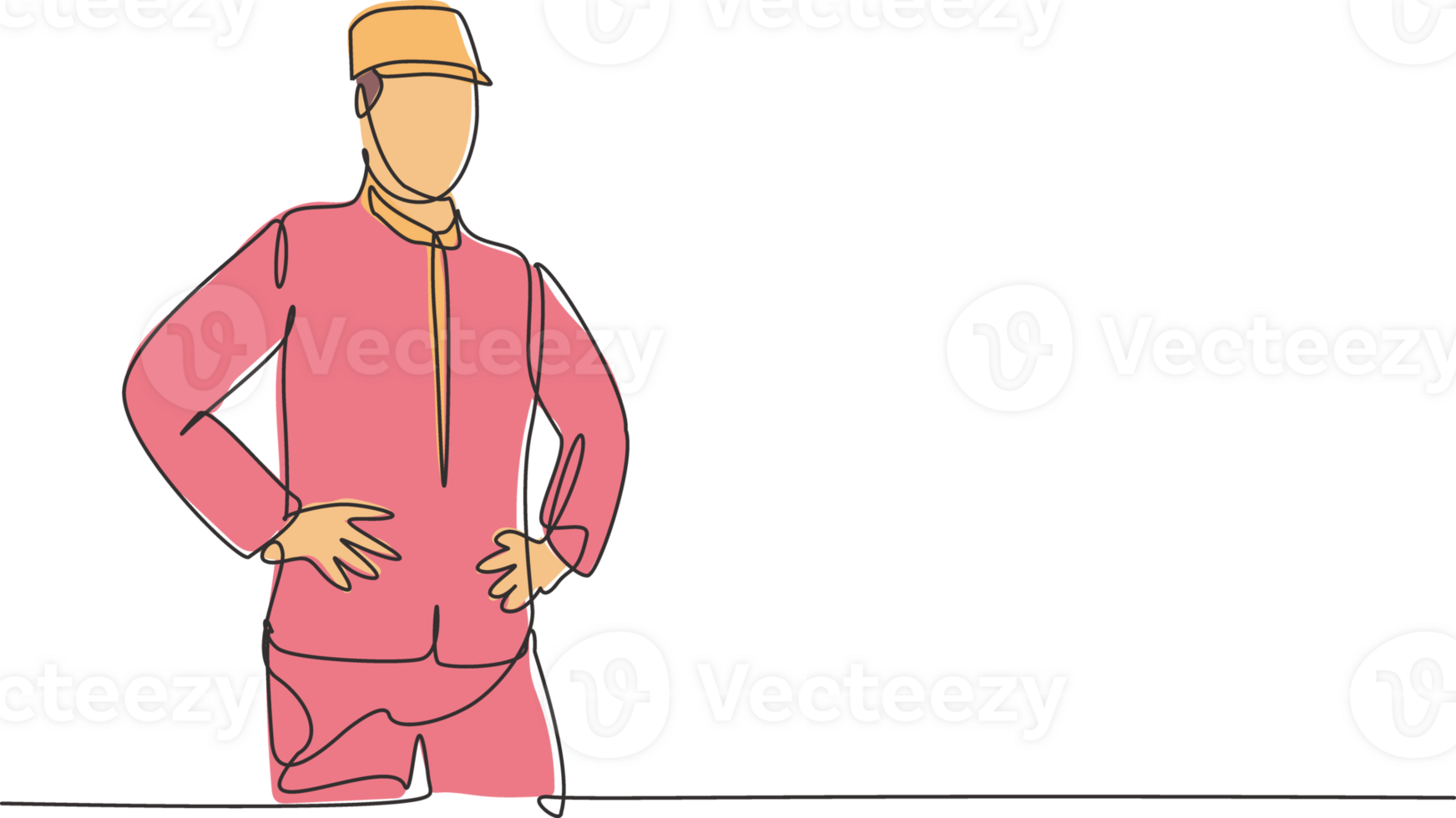 Single one line drawing of young bellboy wearing suit to wait the hotel guests. Professional work profession and occupation minimal concept. Continuous line draw design graphic illustration png
