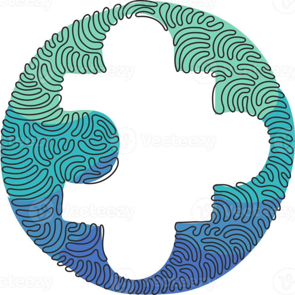 continu un ligne dessin puzzle plat icône. mince ligne panneaux logo. contour symbole pour la toile ou mobile application. puzzle contour pictogramme. tourbillon boucle cercle style. Célibataire ligne dessiner conception png