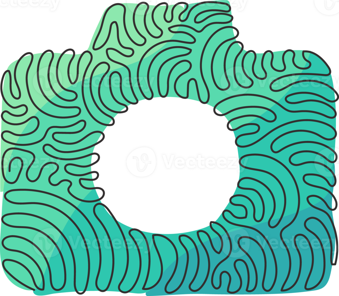 enda ett linje teckning kamera linjär ikon, enkel digital enhet platt design för app logotyp webb hemsida knapp ui ux gränssnitt. virvla runt ringla stil. kontinuerlig linje dra design grafisk illustration png