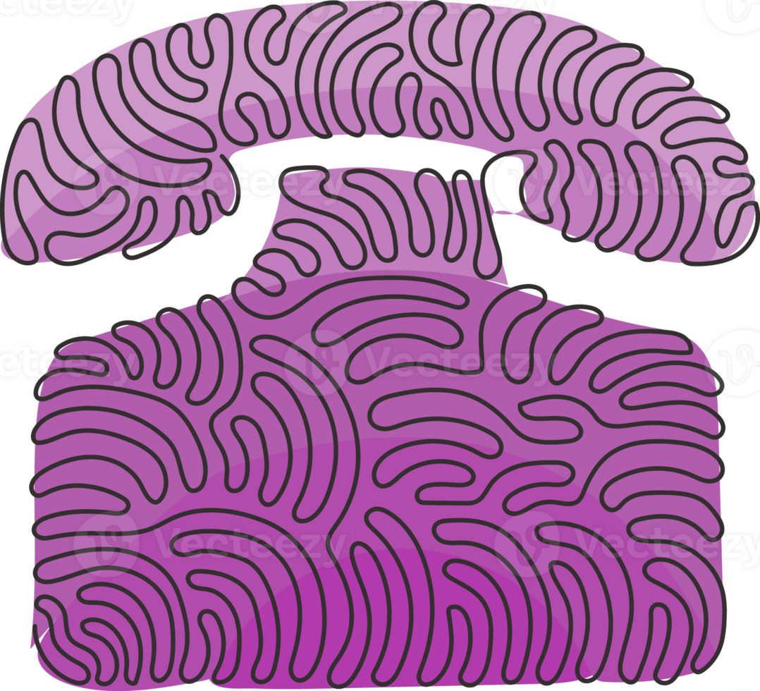 Single continuous line drawing phone flat icon. Single high quality outline symbol for web design or mobile app. Phone thin line signs for design logo. Swirl curl style. One line draw graphic png