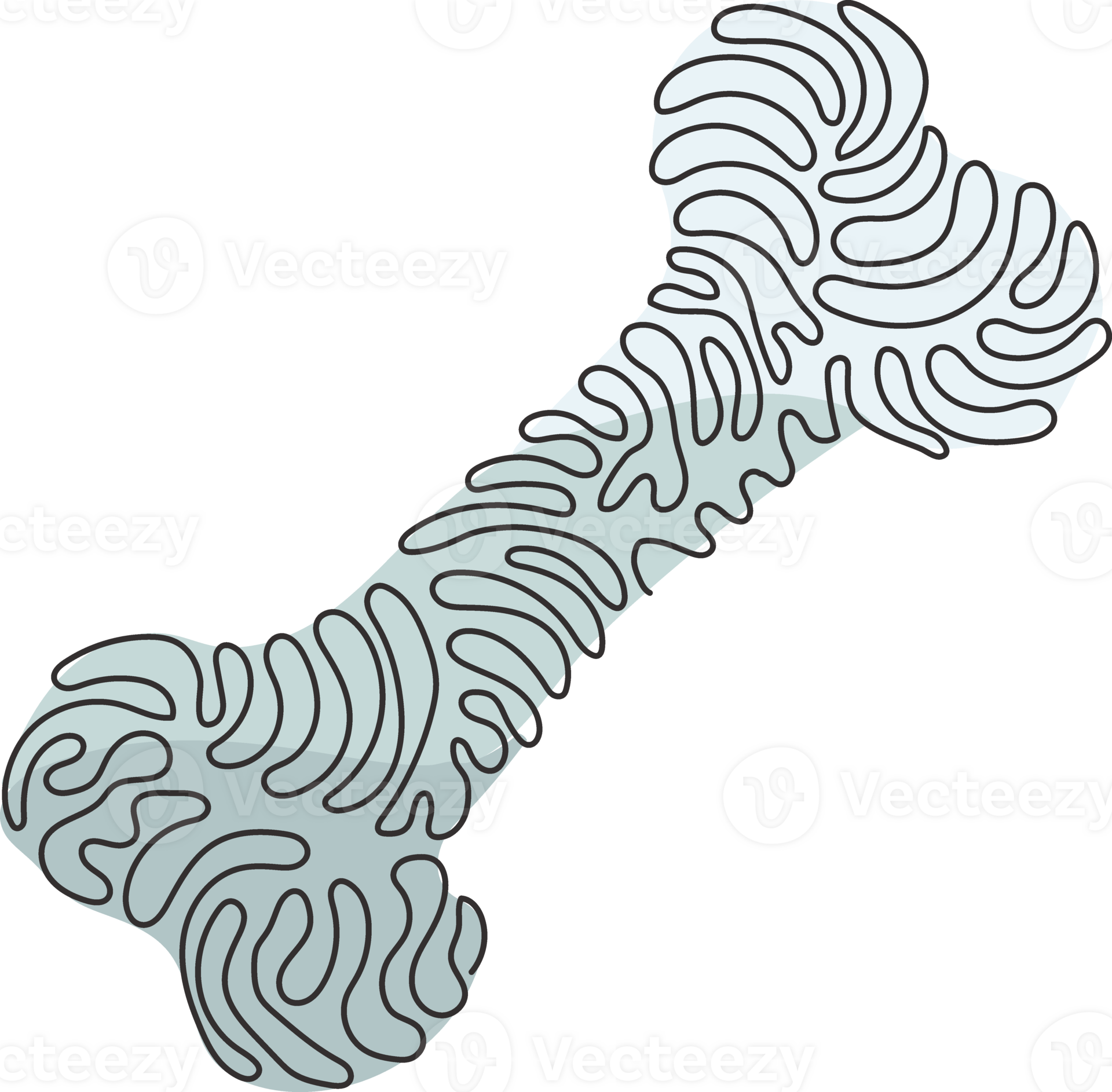 Single continuous line drawing dog bone icon in modern flat design