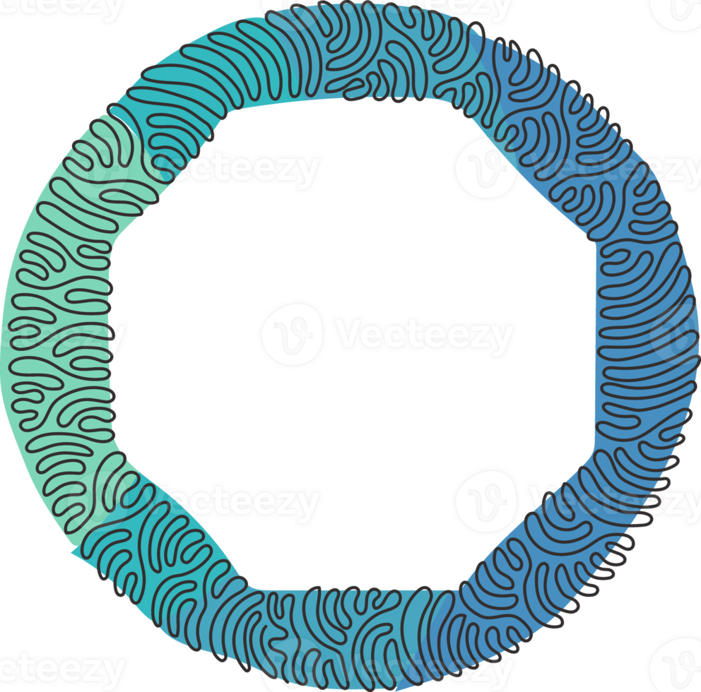 kontinuerlig ett linje teckning hand dragen oktogon, tom teckning ram isolerat, svart klottra rader, enda oktogon. virvla runt ringla cirkel stil. enda linje dra design illustration png